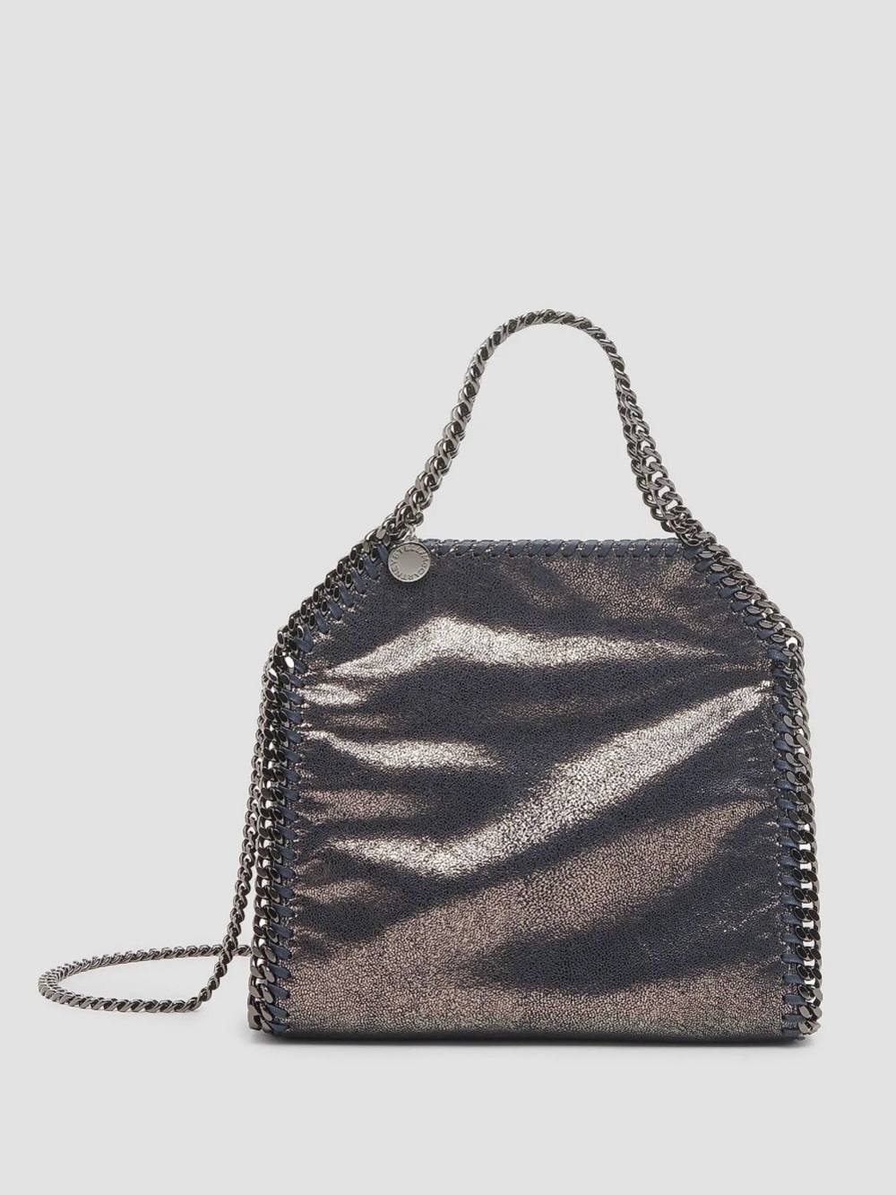 NEW STELLA MCCARTNEY FALABELLA MINI TOTE CROSSBODY METALLIC STEEL GREY - Picture 1 of 9